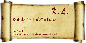 Kuhár Líviusz névjegykártya